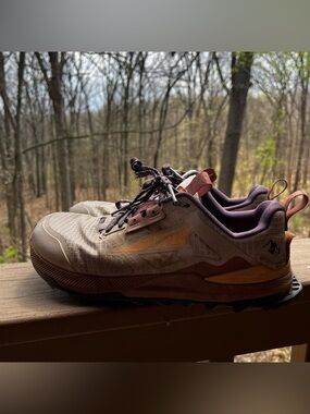Altra lone peak 8 in taupe/rose and Purple with Orange Accents